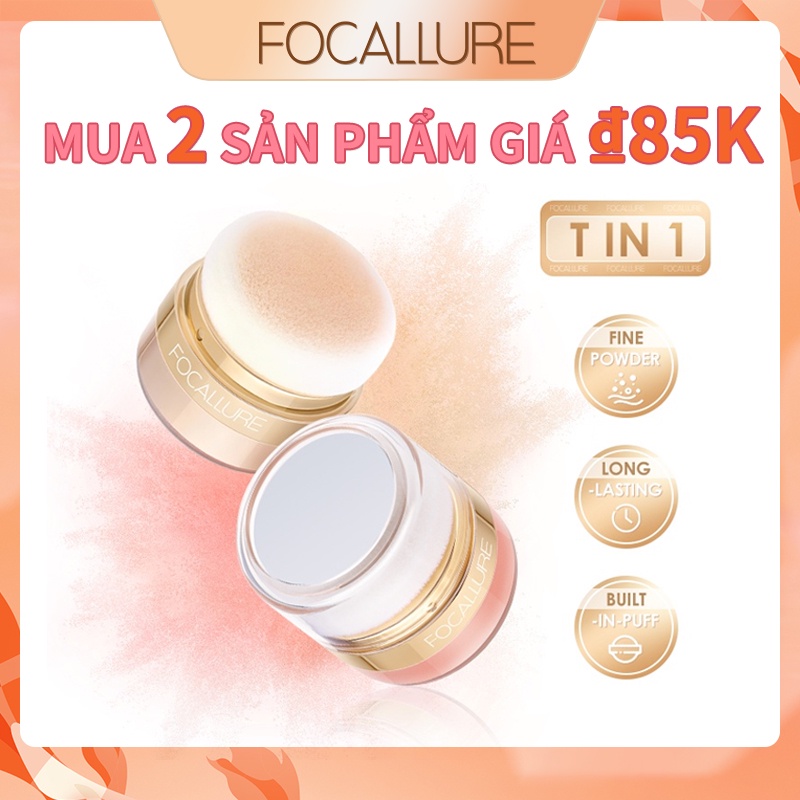 Phấn Má Hồng FOCALLURE Kiểm Soát Dầu Chống Mồ Hôi Kèm Bông Phấn Đầu Nấm Tiện Dụng