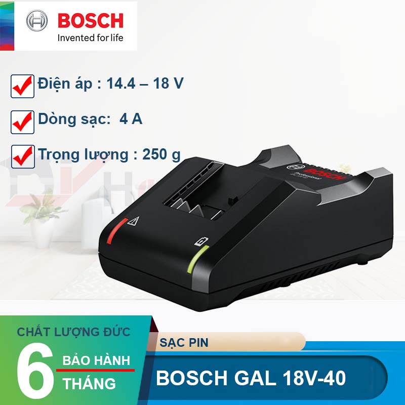 Sạc nhanh Bosch GAL 18V-40 (14.4V, 18V) - Hàng chính hãng