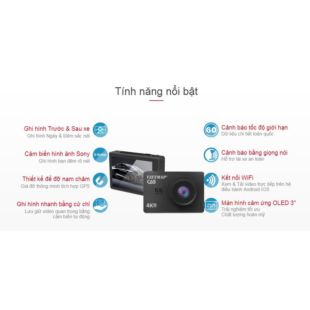 VIETMAP C65 - Camera Hành Trình Ô Tô Màn Hình Cảm Ứng+Thẻ 32GB - Hàng Chính Hãng | BigBuy360 - bigbuy360.vn