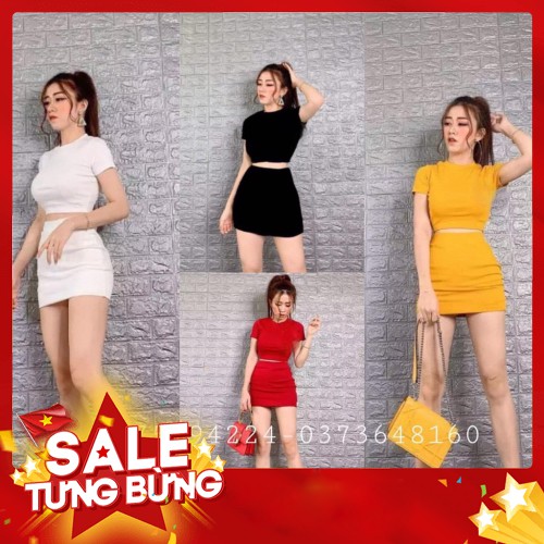 -HÀNG NHẬP KHẨU set bộ ôm body áo croptop chân váy ngắn tôn dáng Liên hệ mua hàng 084.209.1989