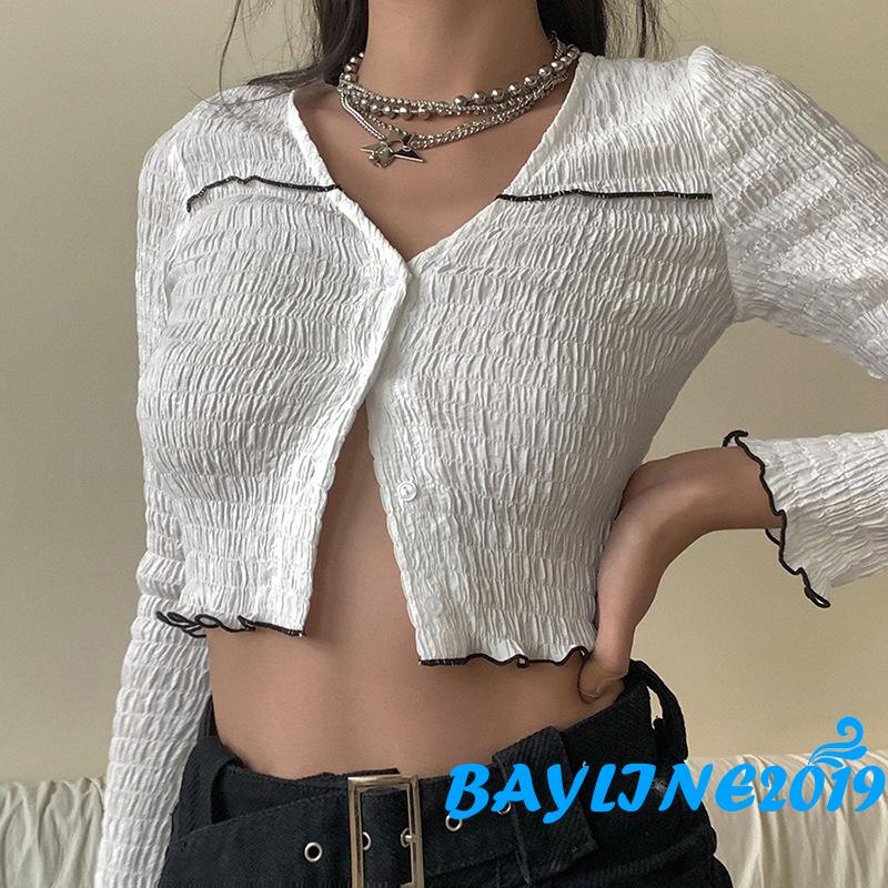 Áo Nữ Tay Dài Màu Trơn Thời Trang Quyến Rũ