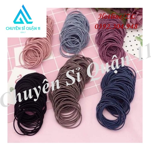 Set 100 sợi thun cột tóc kèm túi zip, 100 dây chun buộc tóc tặng túi đựng siêu xinh GD506-ThunBToc