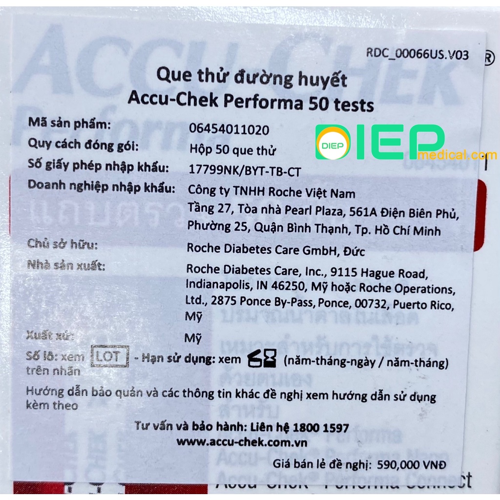 ✅ ACCU-CHEK Performa (25 QUE HOẶC 50 QUE) - Que thử đường huyết chính hãng Accu Chek