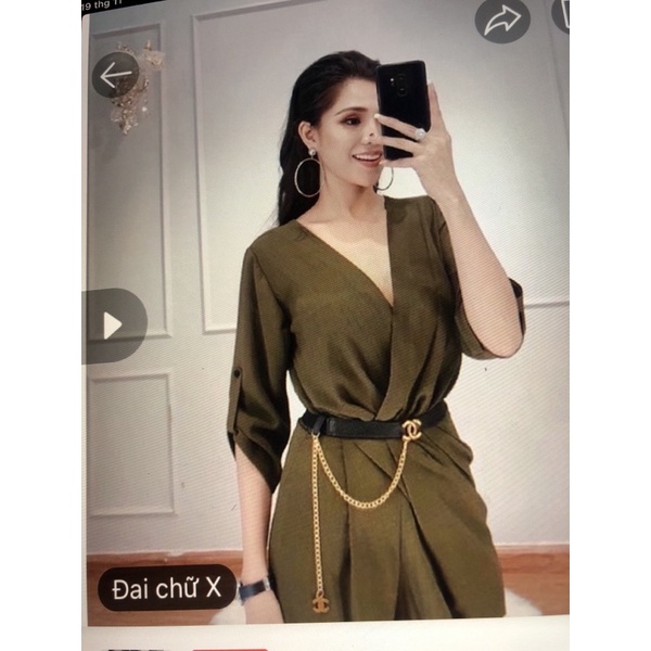 Đai lưng bản nhỏ dây xích vàng siêu hot chữ G kèm xích đẹp bản nhỏ 1.5cm