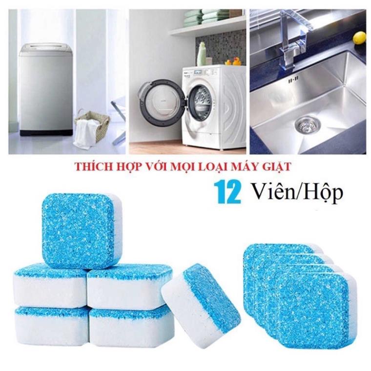 Hộp 12 viên tẩy lồng máy giặt tẩy sạch cặn bẩn diệt sạch vi khuẩn trong lồng máy giặt hiệu quả