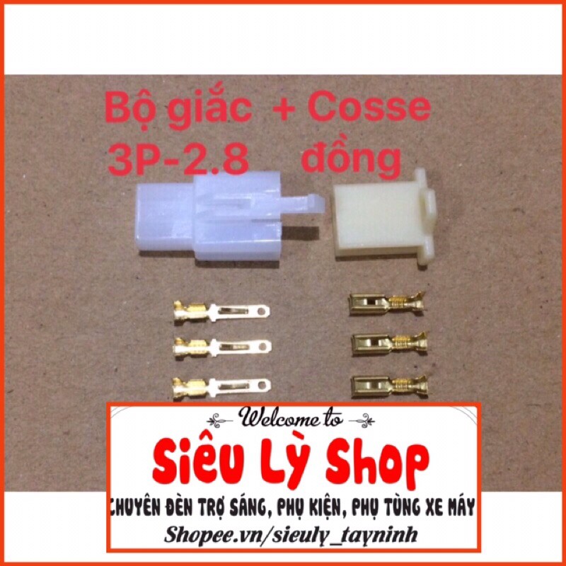 Bộ giắc nhựa 3P-2.8 + cosse đồng