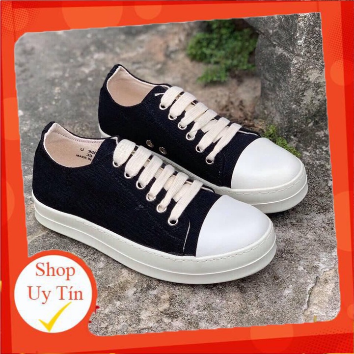 Giày thể thao nam nữ Rick Owen cổ thấp cao cấp full box để thơm hương vani, giày sneaker màu đen trắng - Hàng Cao Cấp