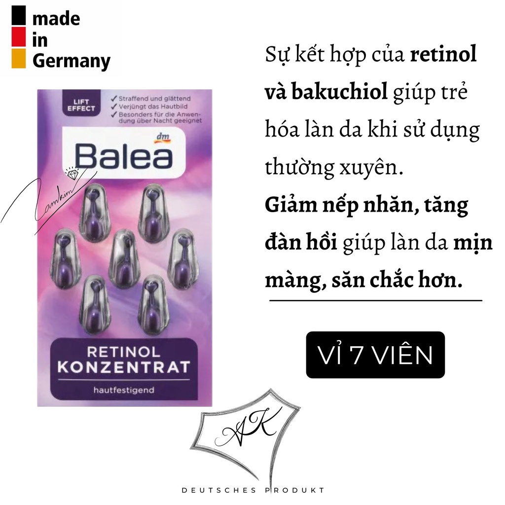 [ Hàng Đức ] Viên nang Serum dưỡng da, chống lão hóa - Balea