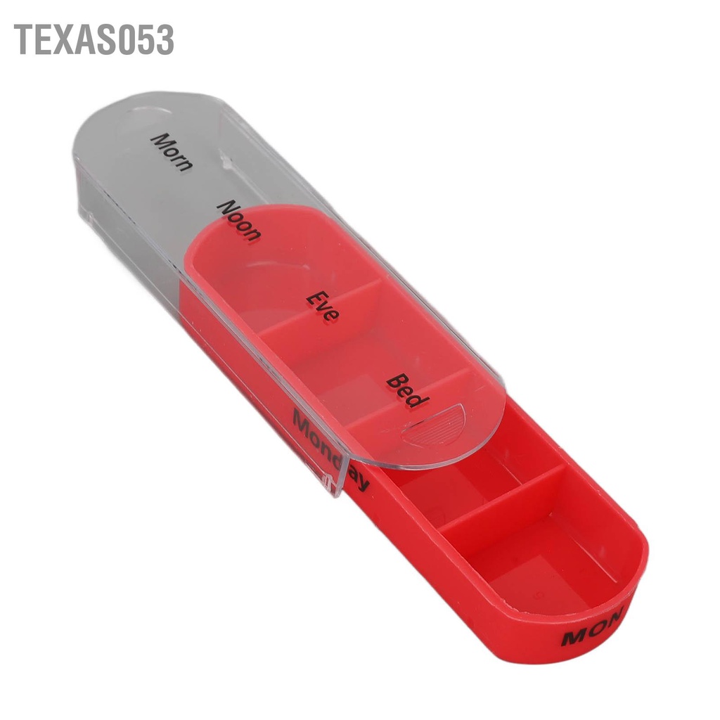 Texas053 Hộp thuốc 7 cái màu Di động 28 dạng lưới Máy phân phối có túi lưu trữ