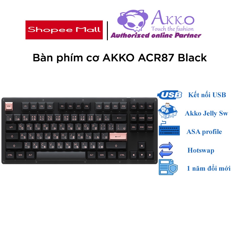 Bàn phím cơ AKKO ACR87 Black (Hotswap / RGB / AKKO CS sw Jelly Black)