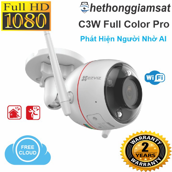 Camera Ezviz C3W Full Color Pro 1080P, 2K, 2Mpx, 4Mpx (Báo Động Bằng AI) Có Màu Bang Đêm, Chính Hãng, Bảo Hành 24TH