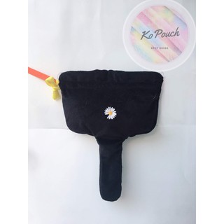 Túi đựng lighstick bigbang / bang bong lightstick pouch bằng vải lông 2 lớp lót bông đính hoa cúc gd peaceminusone thêu