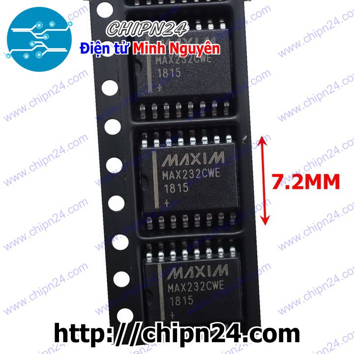 [1 CON] IC MAX232 WSOP-16 7.2mm (SMD Dán) (MAX232CWE MAX232EWE RS232)