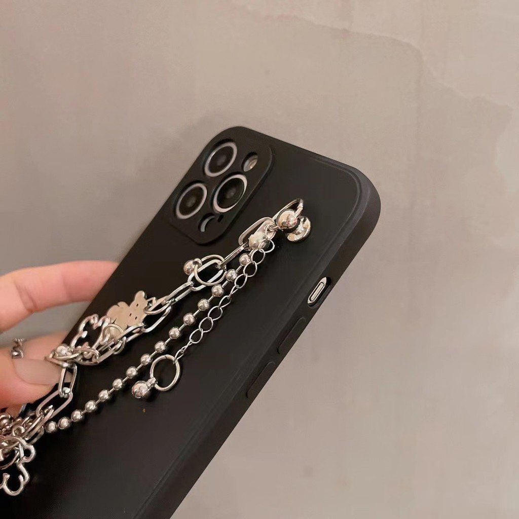 Ốp Điện Thoại Mềm Hình Gấu Có Dây Đeo Chống Rơi Cho iphone 6 78 plus 11 promax 13 12 promax