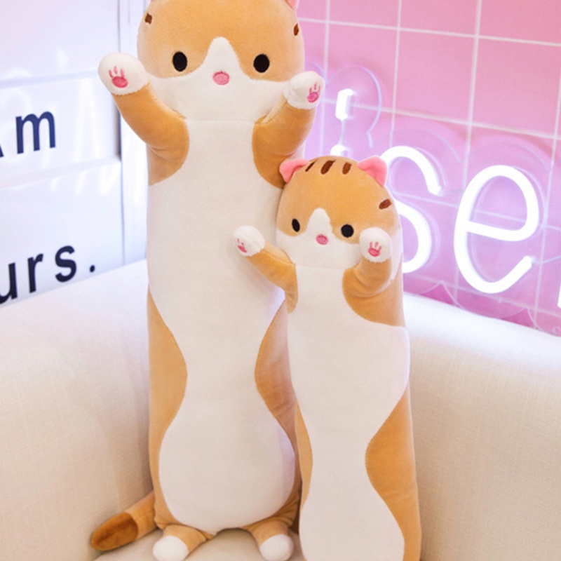 Gối Ôm Dài Nhồi Bông Mềm Mại Hình Mèo Hoạt Hình Đáng Yêu Dành Cho Trẻ