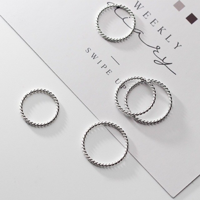Nhẫn bac H.A.S trơn xoắn đơn giản Unisex - Nhẫn bạc 925 thời trang