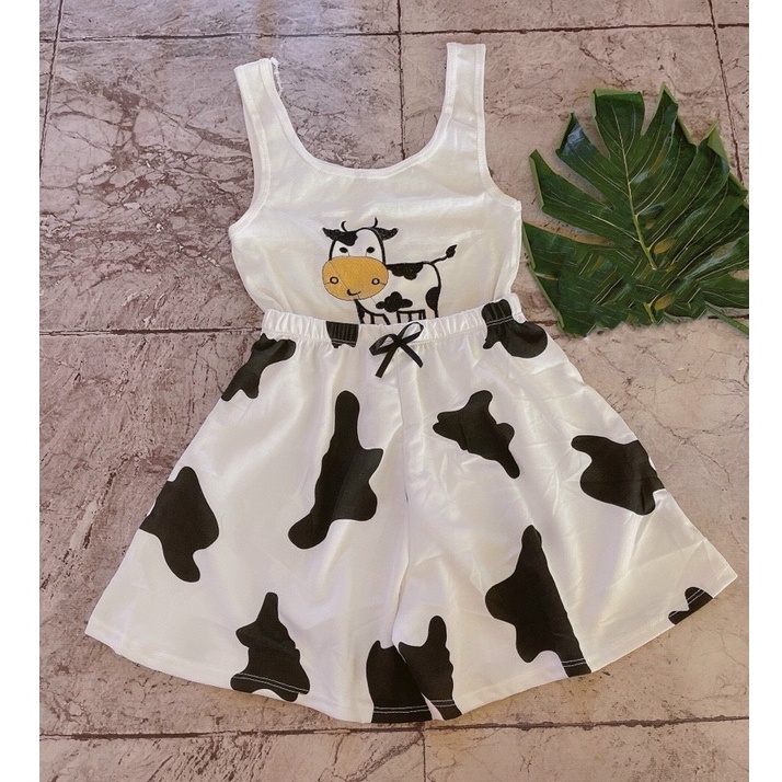 Đồ ngủ nữ 🌺FREE SHIP🌺Đồ ngủ sexy quần giả váy thêu bò sữa freesize <57kg - DCQ Sleepwear