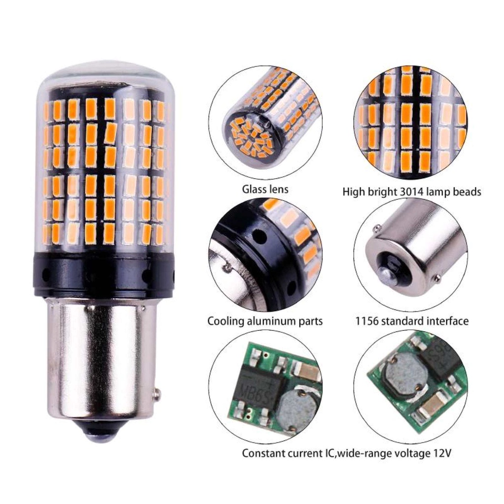 Bóng Đèn 144 LED Chân 1156 T20 7440 7443 1157 - Có Canbus Không Lỗi - Làm Đèn Xi Nhanh, Đèn Phanh, Đèn Hậu, Đèn Lùi