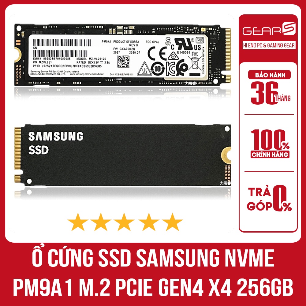 [Mã 255ELSALE giảm 7% đơn 300K] Ổ cứng SSD Samsung NVMe PM9A1 M.2 PCIe Gen4 x4 256GB - Bảo hành 36 Tháng