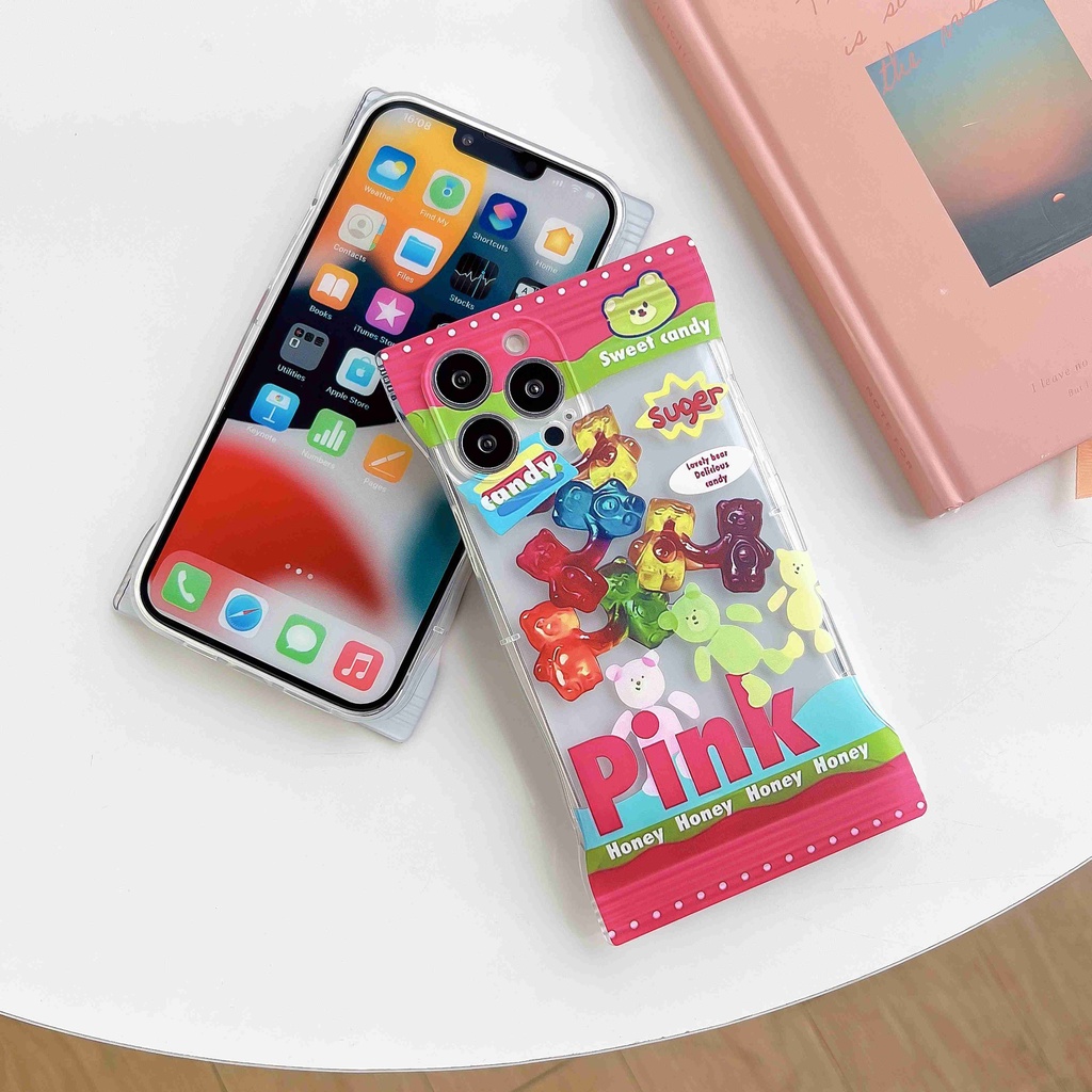 Ốp Điện Thoại Mềm Chống Sốc Màu Kẹo Hình Gấu Gummy Cho Iphone 14 13 12 11 Pro 11 12 13 14 XS Max X XR 6 7 8 Plus