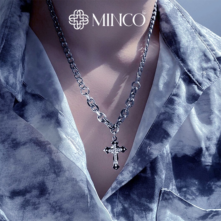 Dây chuyền nam thập tự thánh giá đính đá Minco Accessories vòng cổ cao cấp hiphop DT100