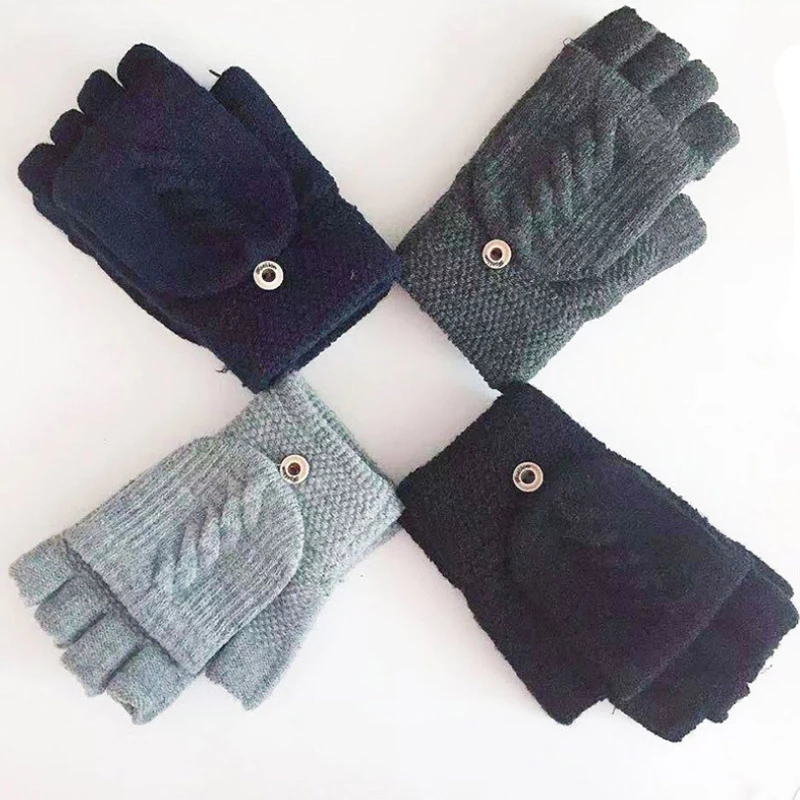 Găng Tay Len Hở Ngón Giữ Ấm Cho Nam