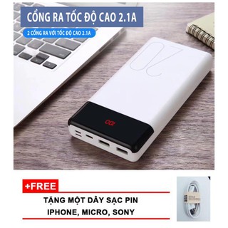 Pin sạc dự phòng dung lượng khủng 20000mAh YKS-01 CÁT THÁI, 2 cổng USB sạc cùng lúc 2 thiết bị Đèn LED kỹ thuật số hiển