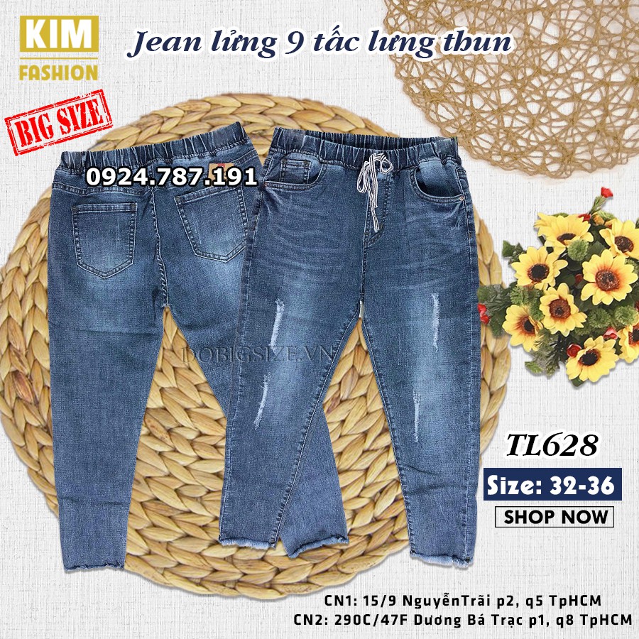 Quần Jean Lửng 9 Tấc Bigsize Lưng Thun Co Giãn TL628 size 32-36