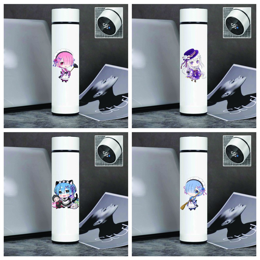Bình giữ nhiệt đựng nước in hình RE:ZERO BẮT ĐẦU LẠI Ở THẾ GIỚI KHÁC tiện lợi xinh xắn anime chibi