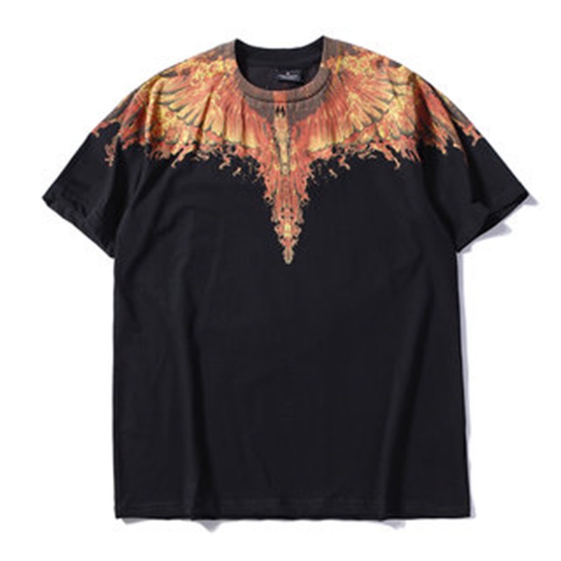 Áo Thun Thể Thao Plus Size Tay Ngắn Cổ Tròn In Hình Đôi Cánh Phong Cách Unisex Bằng Cotton Cho Nam Và Nữ