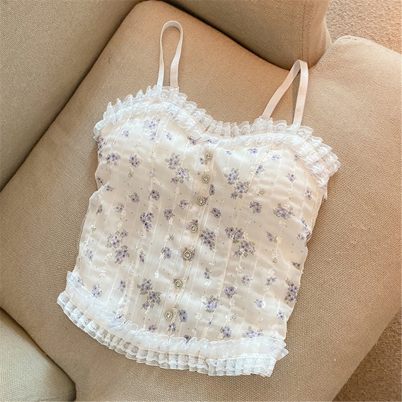 Áo Croptop Không Tay Phối Ren Thời Trang Dành Cho Nữ