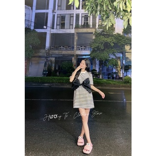 Áo babydoll kẻ - Áo dài