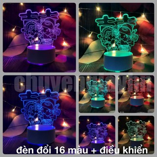 Đèn ngủ 3d ĐÁM CƯỚI 16 MÀU + ĐIỀU KHIỂN, đèn trang trí, quà tặng sinh nhật