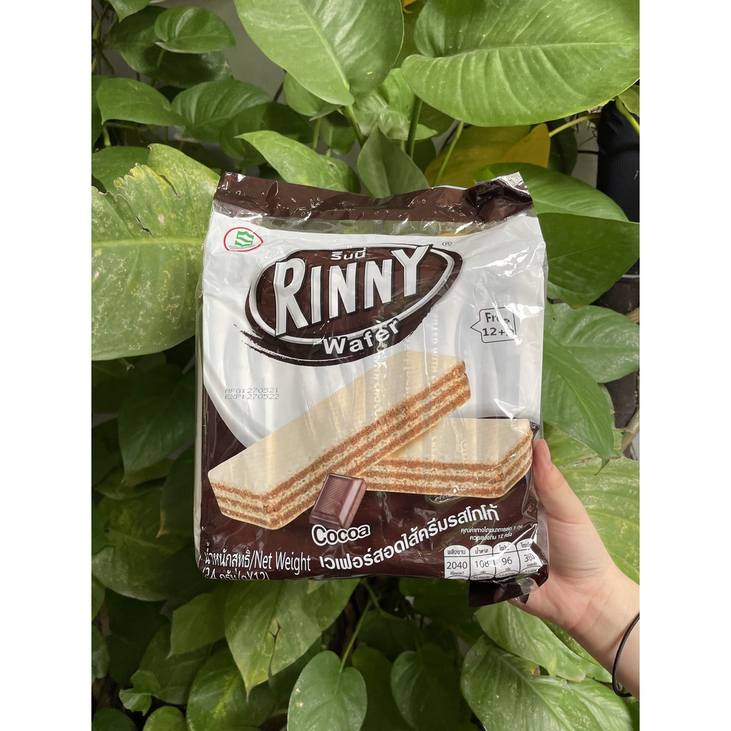 Bánh Xốp Thái Lan Rinny Sôcôla Chocolate Wafer (Túi 12 gói x 34g)