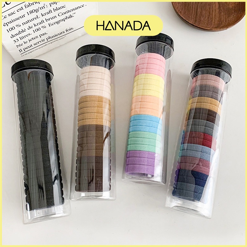 Hộp 20 Dây Thun Vải Cột Tóc Co Dãn Đàn Hồi Cao Nhiều Màu Hàn Quốc Hanada K12-T015