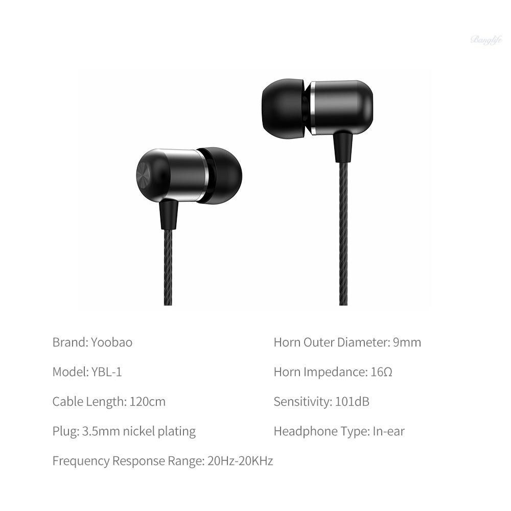 Tai Nghe Nhét Tai Yoobao 3.5mm Chống Ồn Chất Lượng Cao | BigBuy360 - bigbuy360.vn