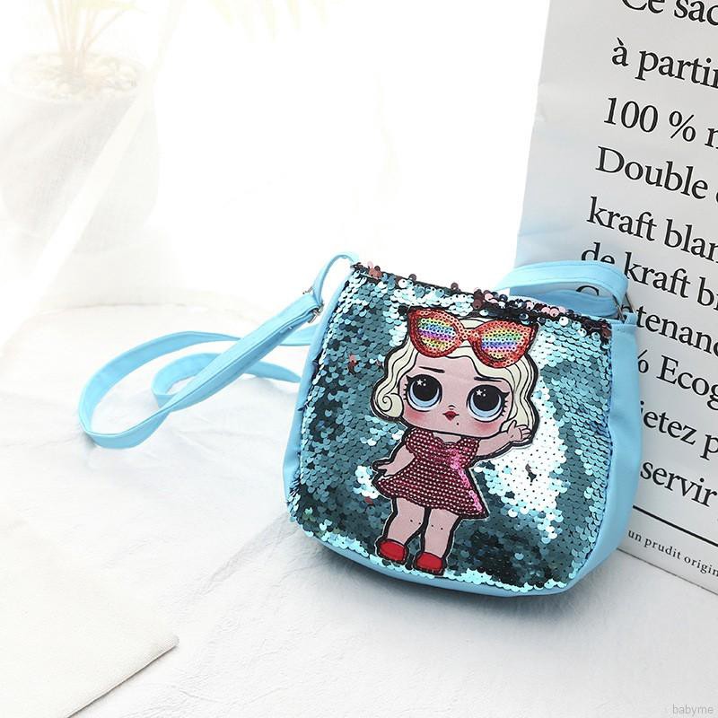 Babyme Children Cute Sequins Cartoon Print Cross-body Handbag Fashion Girls Shoulder Messenger Bag