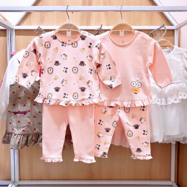 Set 2 bộ tay dài bèo gấu bé gái Lullaby 2019