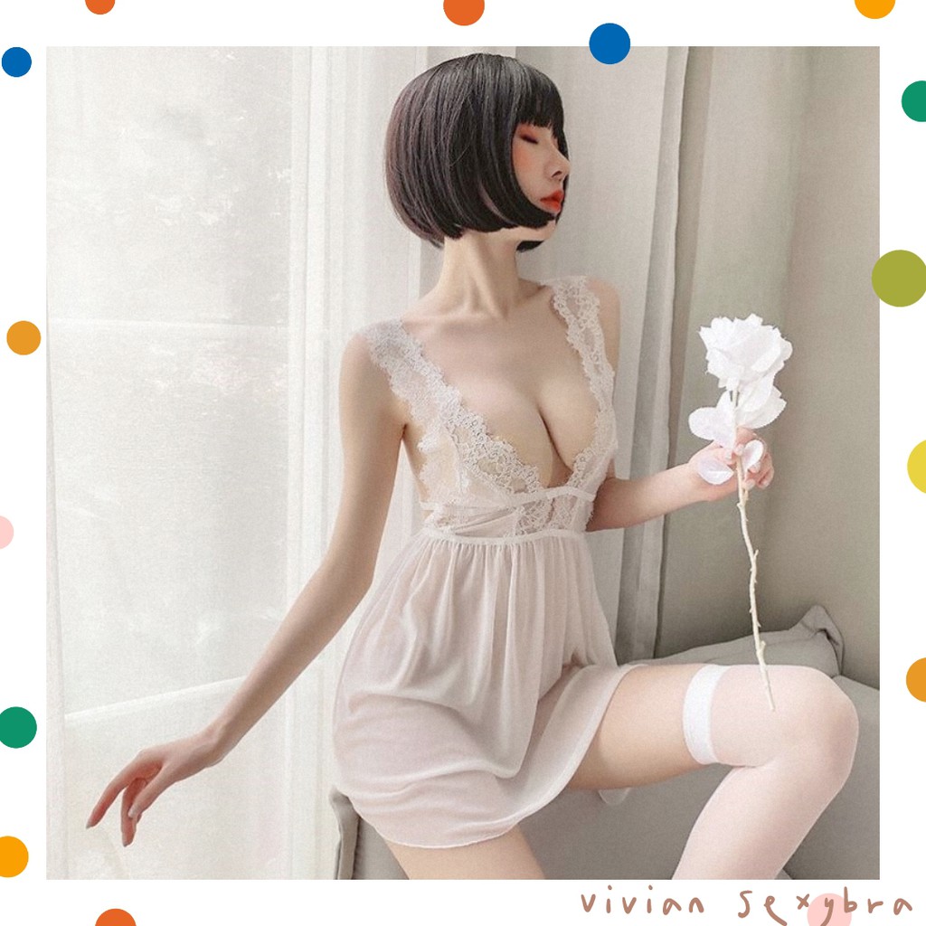 🎈Đầm Ngủ Sexy 🎈Freeship🎈Bộ ngủ yếm gợi cảm quyến rũ 2 dây ren thêu scao cấp Freesize 40-65kg---001 | BigBuy360 - bigbuy360.vn