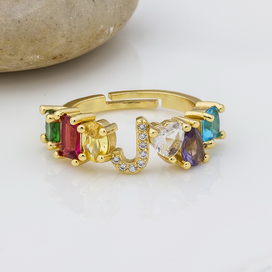 Nhẫn Đồng Đính 26 Chữ Cái Từ A-Z Phong Cách Bô-Hem Cho Nữ