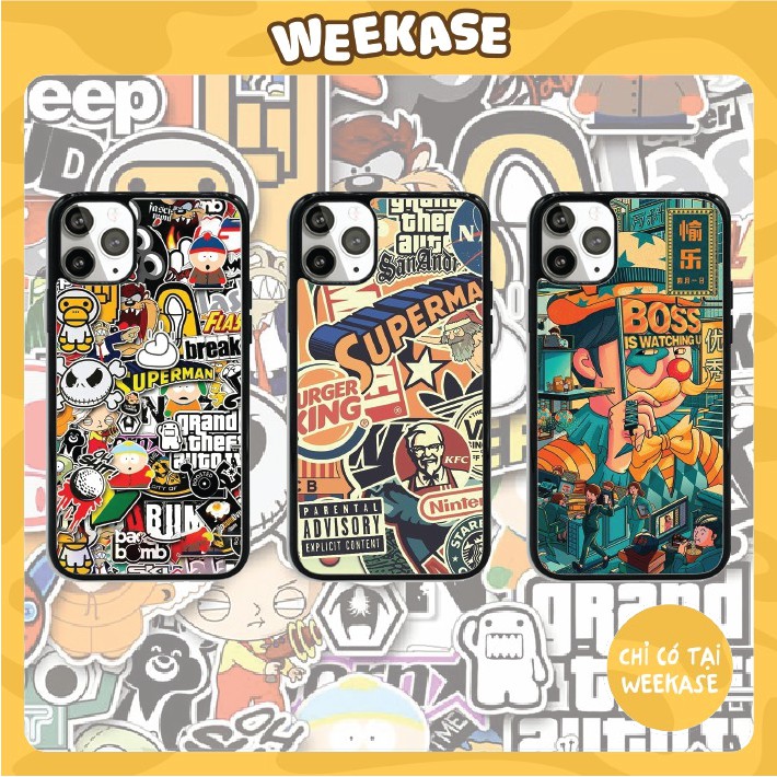 [MUA ỐP TẶNG POP] Ốp lưng iPhone viền trắng, đen chống va đập Weekase in nhiều hình ngẫu nhiên, tất cả dòng máy