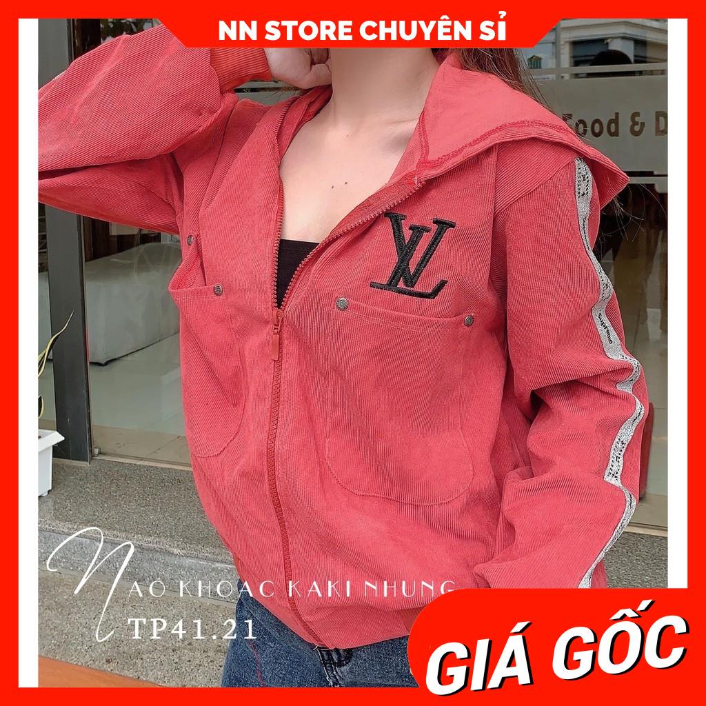 Áo khoác nữ chống nắng chất kaki nhung gân tăm thêu chữ dễ thương TP41.21