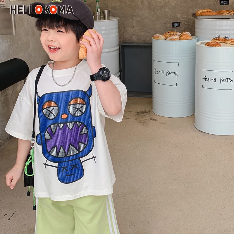 Áo Thun Cotton Trơn Tay Ngắn Thoải Mái Hợp Thời Trang Cho Bé Trai