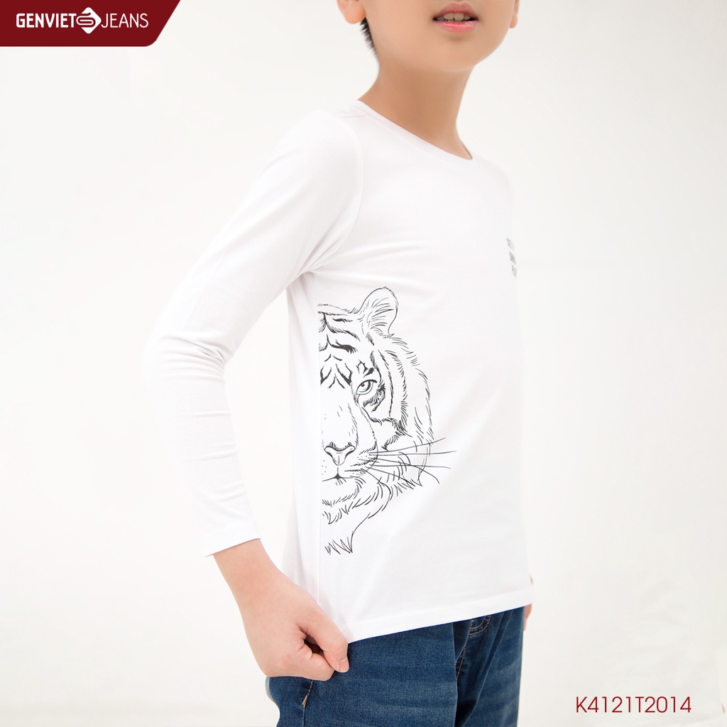 Áo Thun Dài Tay Genviet Bé Trai Họa Tiết Hổ Cotton K4121T2014