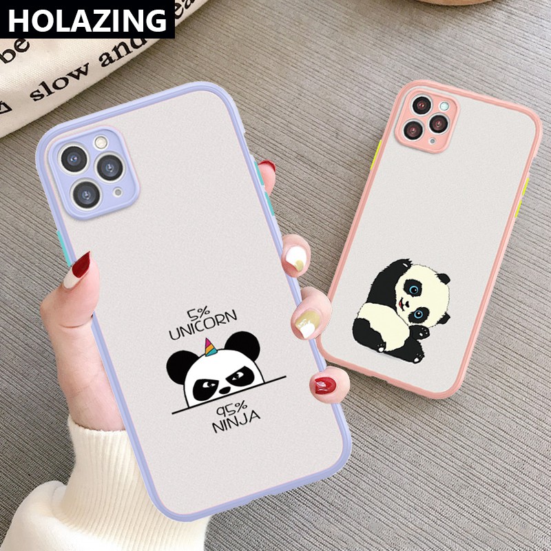 Lens Protective Case iPhone 12 Mini 11 Pro Max iPhone XS Max XR SE 2020 8 Plus 7 6S vỏ điện thoại Pandicorn Panda Blue Matte Scrub PC Hard Cover Anti-Scrach Shockproof