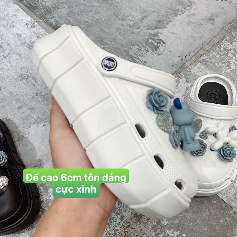 Dép Cross nữ Bearbrick kèm Sticker sang chảnh bản cao cấp đế 5cm.