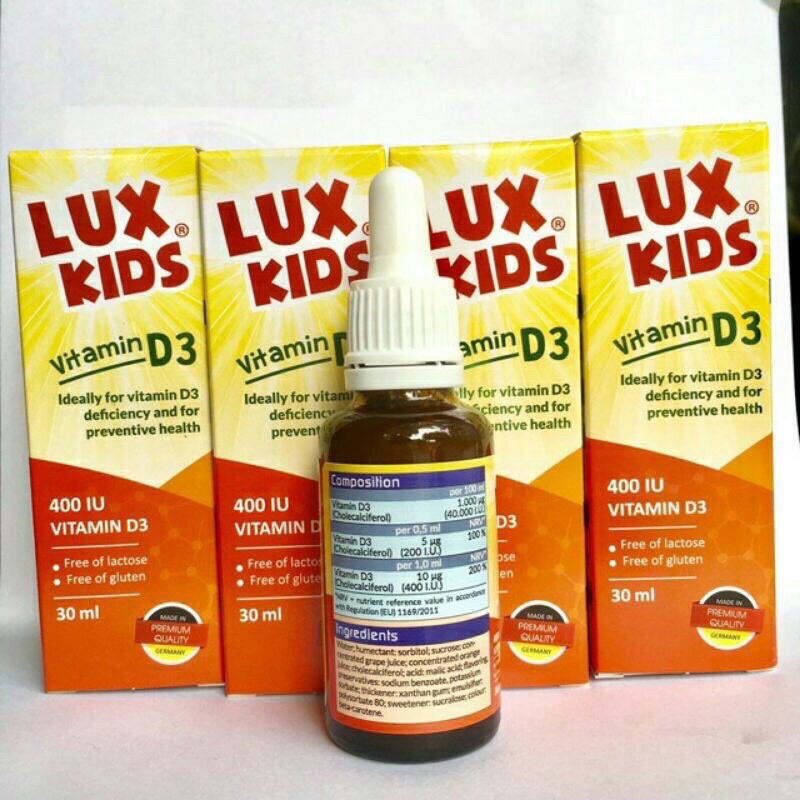 Luxkids Vitamin D3.Bổ Sung D3 Giúp Tăng Hấp Thụ Canxi,Phát Triển Toàn Diện.Xuất Xứ Đức