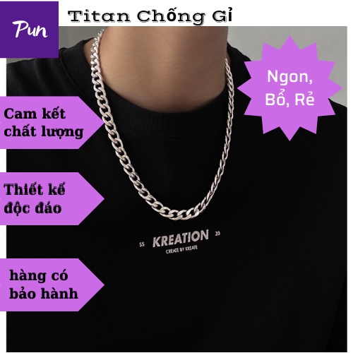 Dây chuyền dạng chuỗi xích bằng thép titan cá tính thời trang titan chống rỉ - Vòng cổ Chuỗi trơn