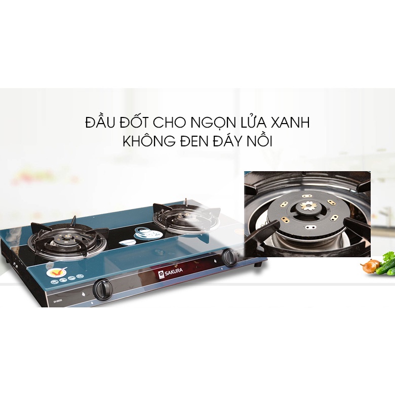 Bếp ga đôi Sakura SA-692SG Trưng bày 98-99% + tặng dây gas - bếp tiết kiệm gas