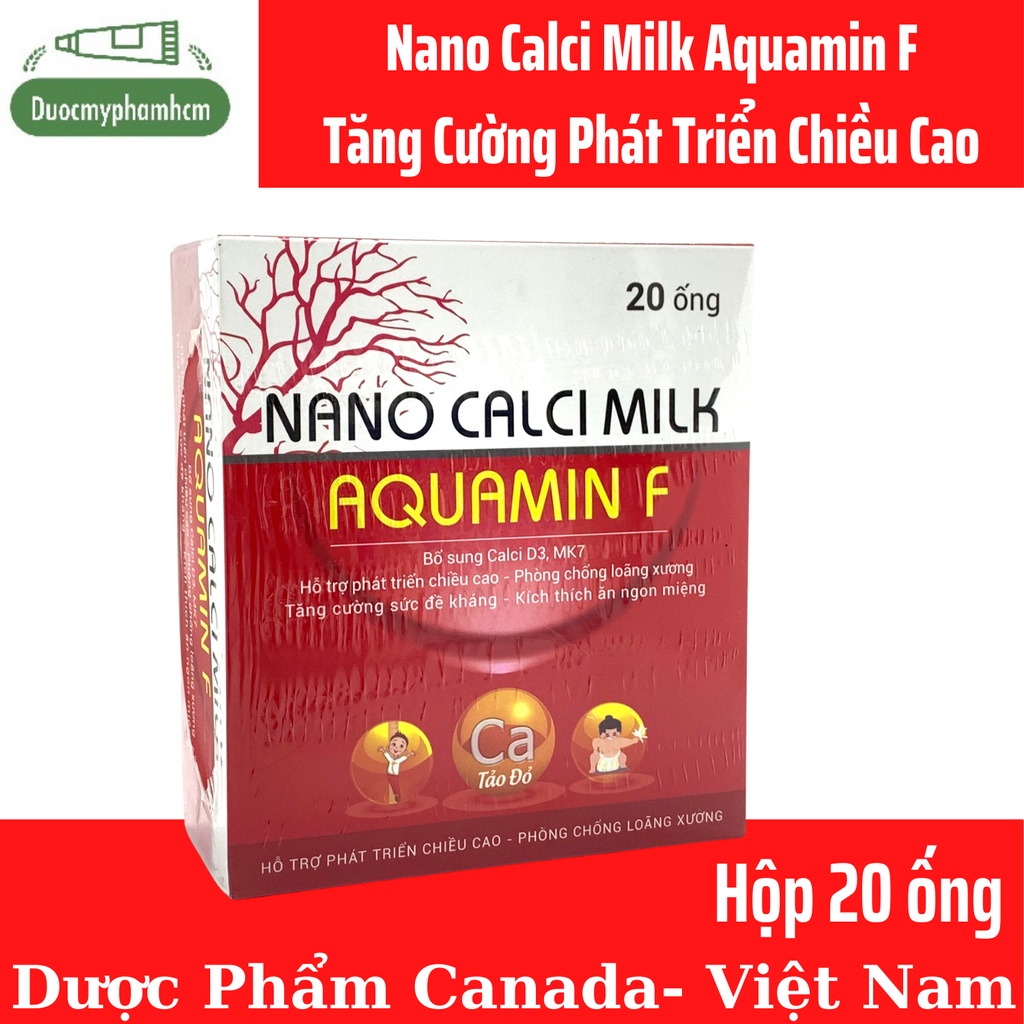 Nano Calci Milk Aquamin F - sữa non canxi từ tảo biển đỏ-vỉ 5 ống x 10ml, hộp 4 vỉ
